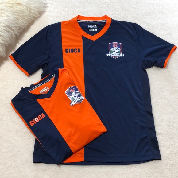 orange and blue soccer jersey